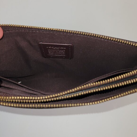 Coach Double Zip Brown Pebble Leather Wallet Wristlet Style Number 54052 - Picture 3 of 8